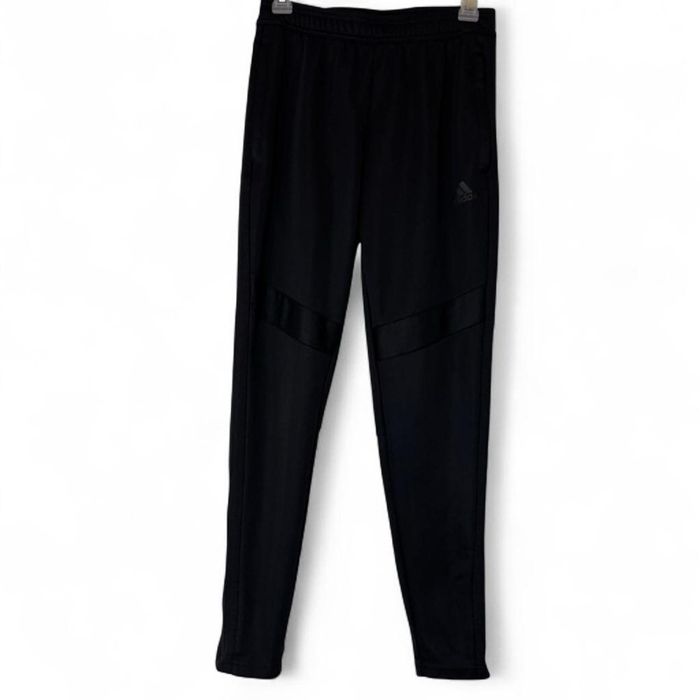 Black Adidas Climalite Soccer Training Pants Black Subtle Logo Stripes Athletic